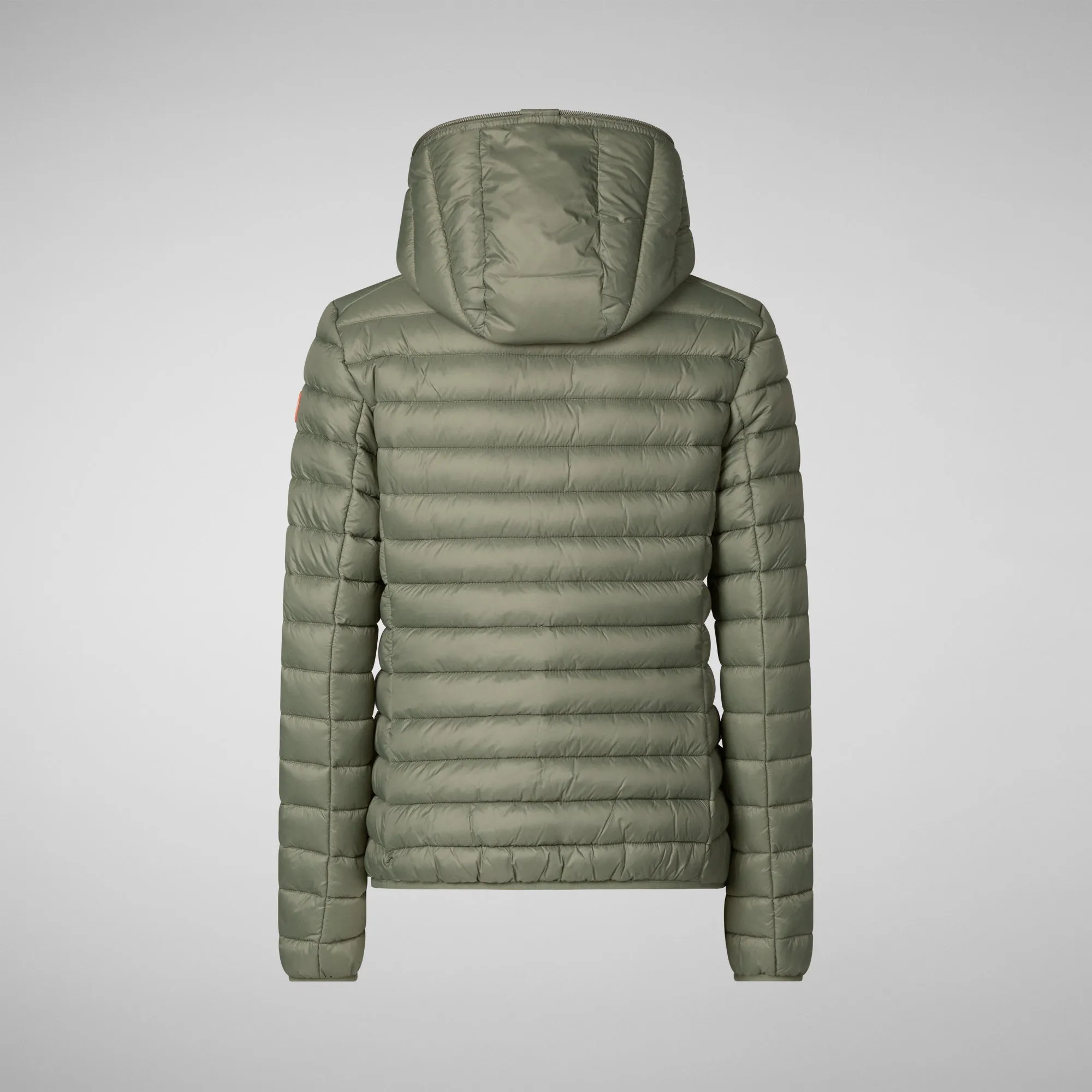 Woman's animal free hooded puffer jacket Daisy in swamp green