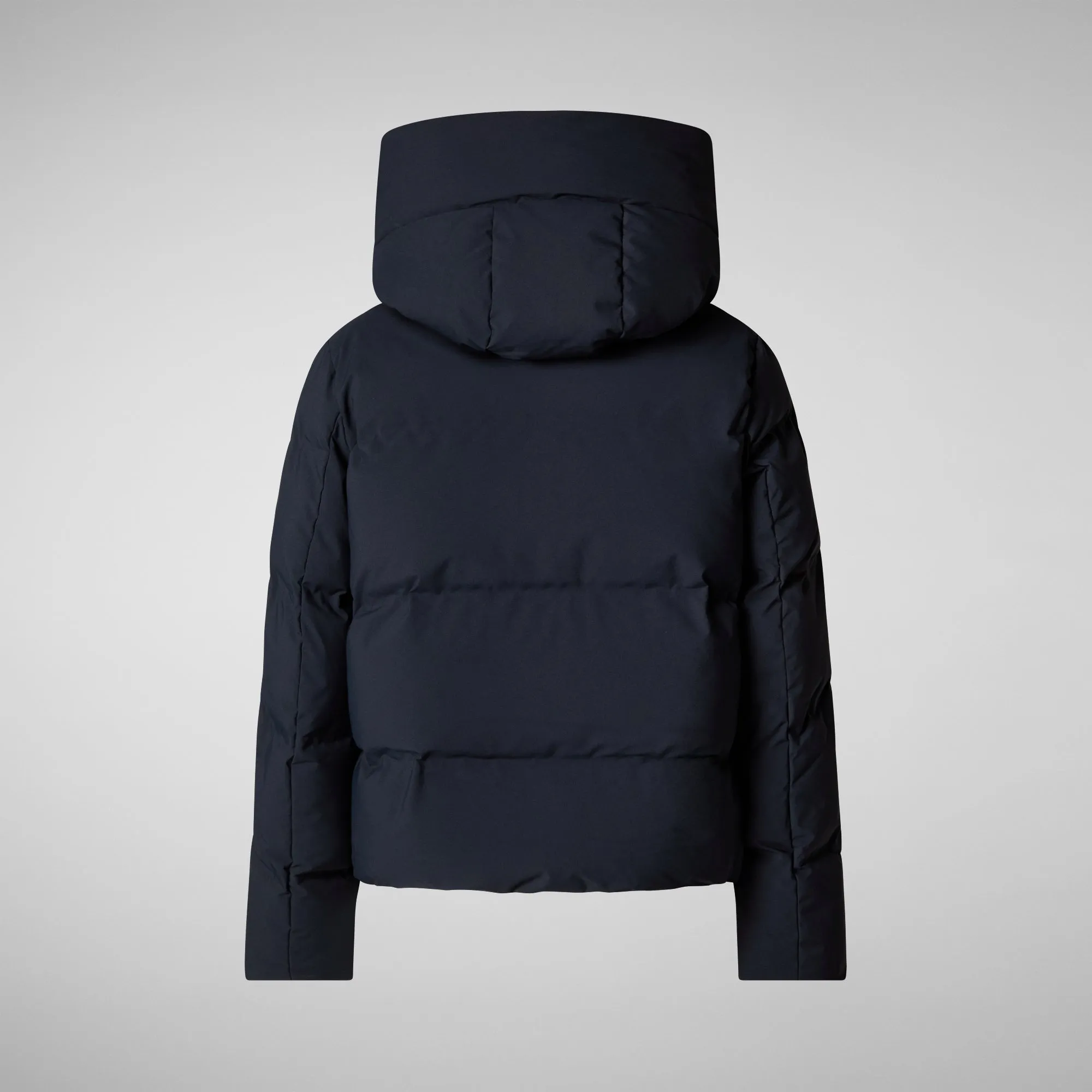 Optimized Title: Womens Eco-Friendly Blue-Black Calliope Puffer Jacket - Animal-Free Insulation