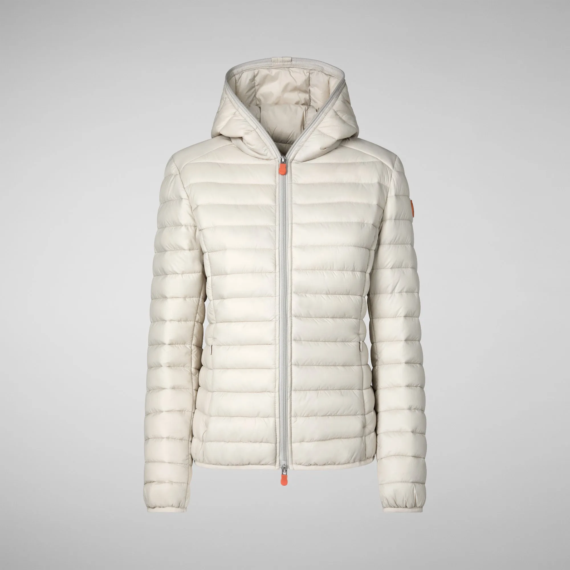 Woman's animal free puffer jacket Daisy in rainy beige