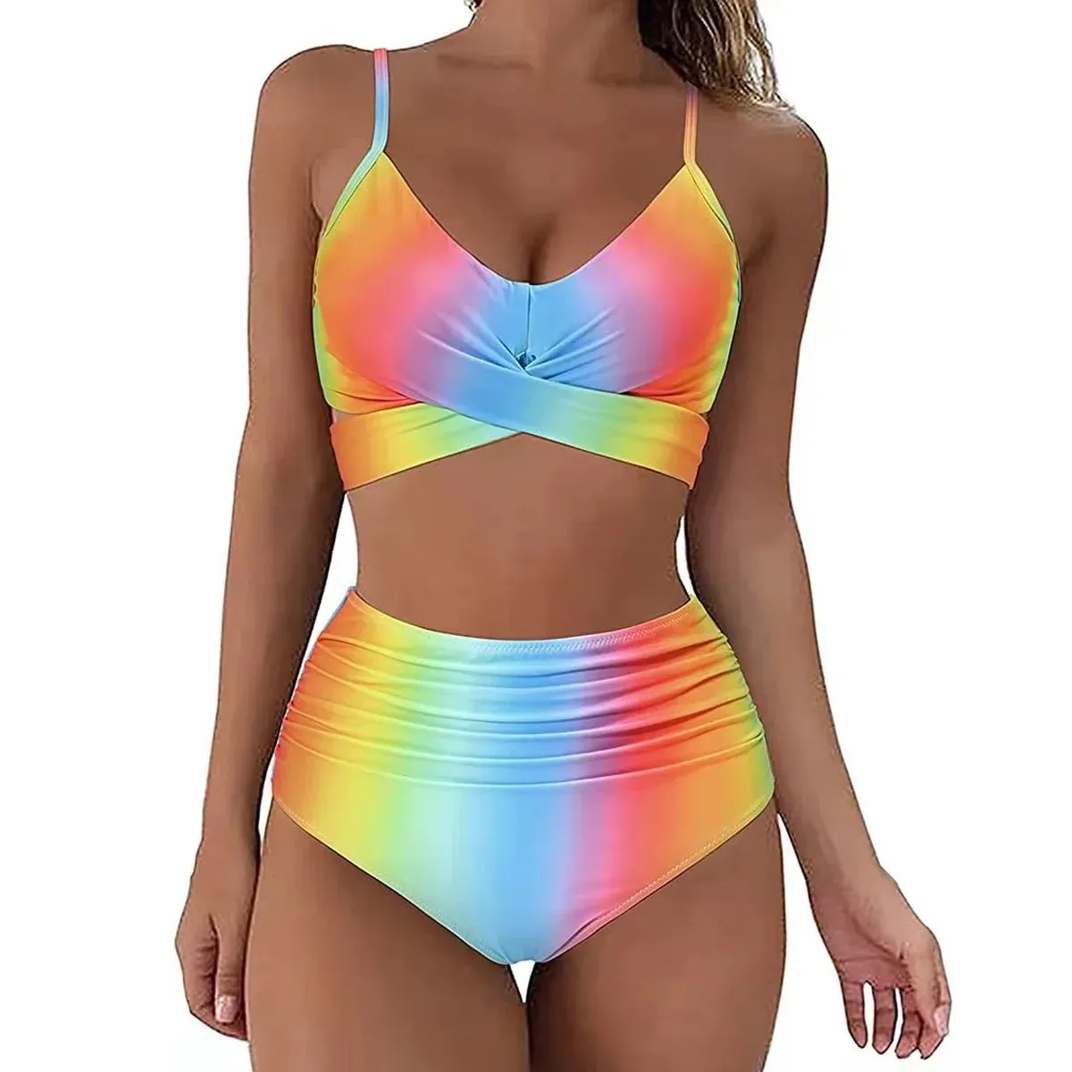 Women Beach Wear Suit Wrap Bikini Set Push Up High Waisted Swimsuit 2 Piece Swimsuits