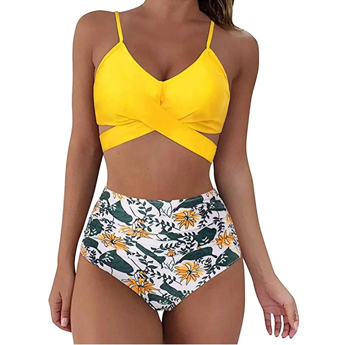 Women Beach Wear Suit Wrap Bikini Set Push Up High Waisted Swimsuit 2 Piece Swimsuits