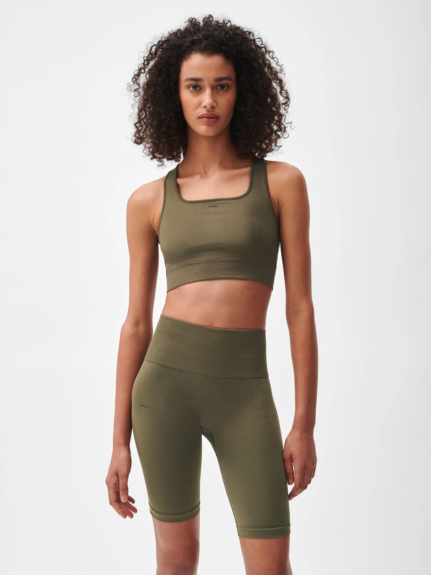 Women's Plant-Stretch Compressive Sports Bra—soil brown